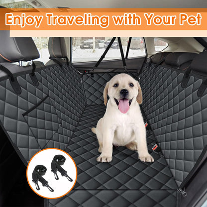 Waterproof Dog Car Seat Cover for Back Seat - Durable, Scratch Proof Pet Hammock with Nonslip Design & Storage Pockets, Fits Cars, SUVs, Trucks- S, Black