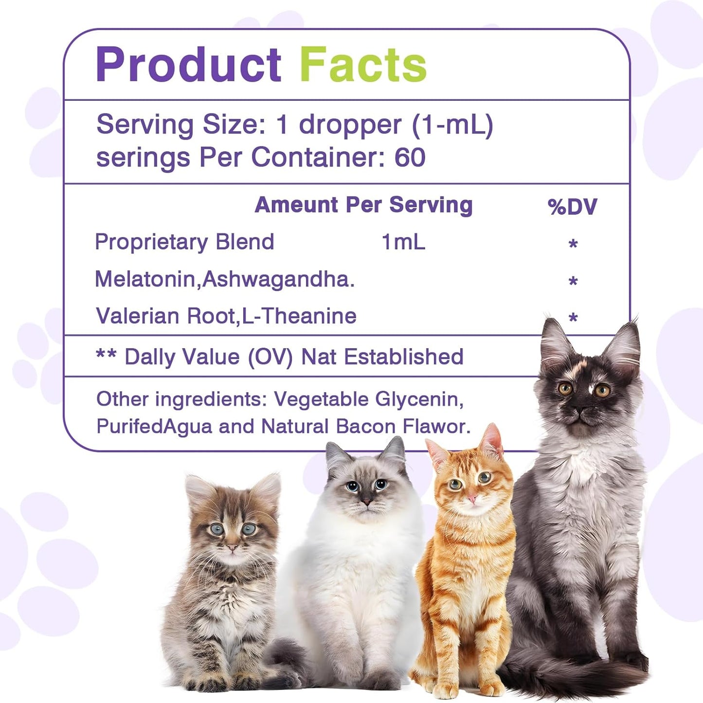 Cat Melatonin, Melatonin for Cats, Cat Tranquilizer to Anxiety Relief for Feline and Stressful Emotions in Kitten, Cats Sleep Aid to Promote Relaxation and Entry into Sleep in Kitten