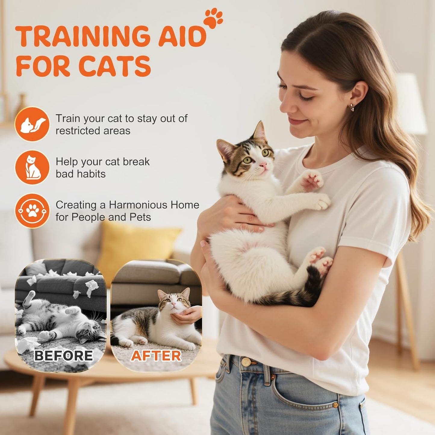 Cat Deterrent Spray for Indoor and Outdoor, Cat Scratch Deterrent for Furniture Protection, Cats Behavior Training Aid, with Natural Ingredients