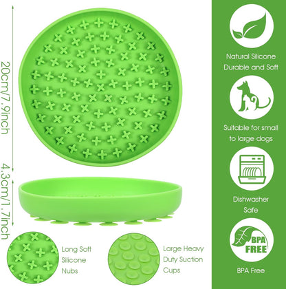 2 Pack Dog Slow Bowls, 7.9 x 1.7 Inch Silicone Medium Dog Slow Feeder Bowl Anxiety Relief Feeder Dogs Lick Mat, Non-Slip Licking Bowl Enrichment Toys, BPA Free, Dishwasher Safe