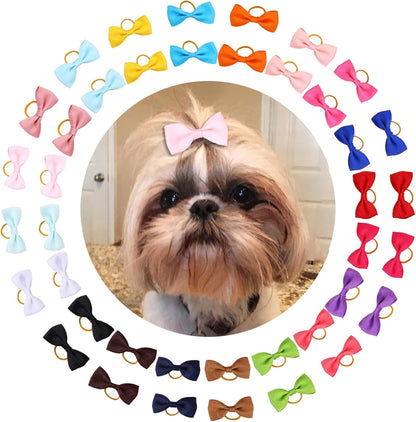 Puppy Dogs Hair Barrettes Bows with Rubber Bands,Hair Accessories Bow Pet Grooming Cute Pet Small Hair Bowkno