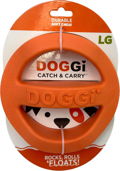 Van Ness Pets Doggi Catch and Carry Flying Disc Floating Dog Toy, Large, Orange (Pack of 2)