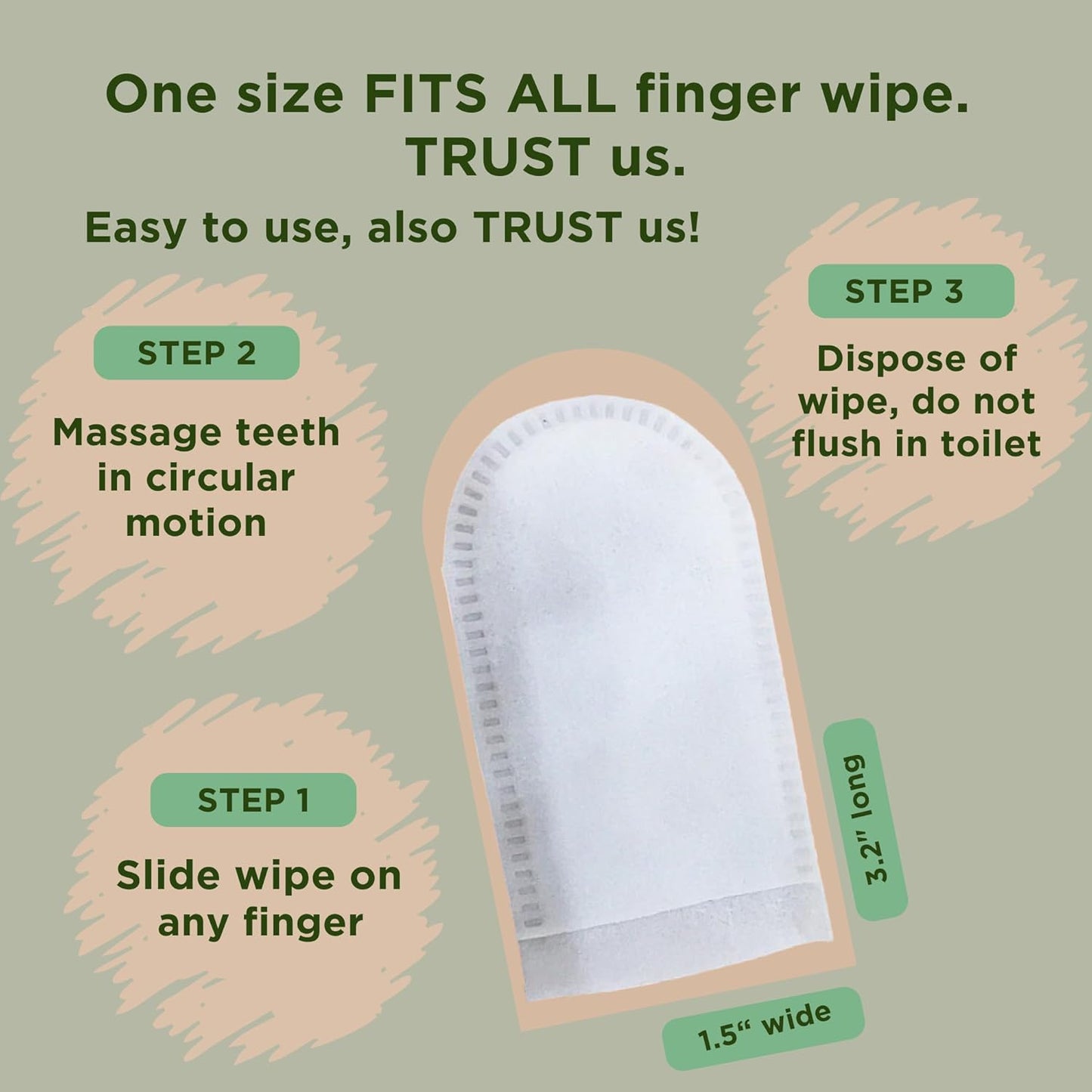 Dental Finger Wipes for Dogs and Cats, Hypoallergenic Teeth Cleaning Pet Wipes Designed to Freshen Breath, Remove Tartar & Plaque Buildup, Safe & Gentle Ingredients, 50 Count