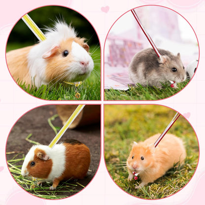 5 Pieces Adjustable Hamster Rat Leash Hamster Harness Small Animal Bell for Ferret Walking Pet Mouse Gerbil Small Animal