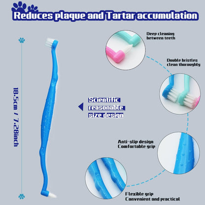 Dual Sided Cat Toothbrush Dog Toothbrush Finger Brush Micro Head, Suitable for Small to Large Dogs & Cats (White, Small)