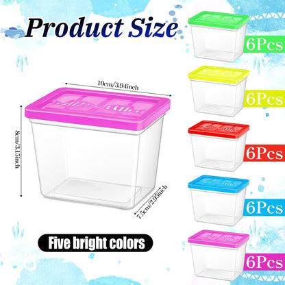 30 Pack 12 oz Plastic Fish Bowls with Lids Plastic Reptile Terrariums Carrier Cage Hatching Container Rectangle Gold Fish Bowls Transparent Turtle Aquarium for Adults Centerpieces Party Decoration