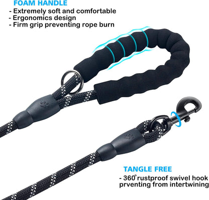 5 FT Heavy Duty Dog Leash with Comfortable Padded Handle Reflective Dog leashes for Medium Large Dogs