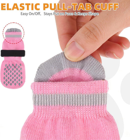 KOOLTAIL Anti Slip Dog Socks Booties to Prevent Licking Paws Scratching, Pet Boots&Paw Protector for Hardwood Floors, Dog Shoes for Winter, Traction Control Grip Socks for Small Medium Large Dogs L