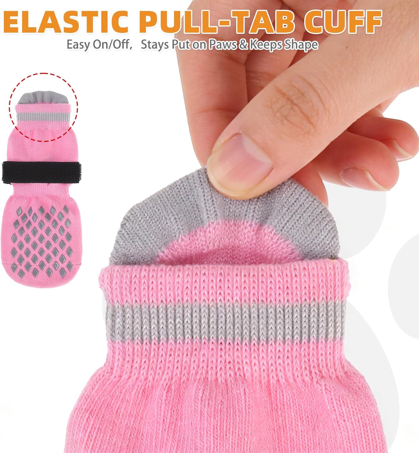 KOOLTAIL Anti Slip Dog Socks Booties to Prevent Licking Paws Scratching, Pet Boots&Paw Protector for Hardwood Floors, Dog Shoes for Winter, Traction Control Grip Socks for Small Medium Large Dogs L