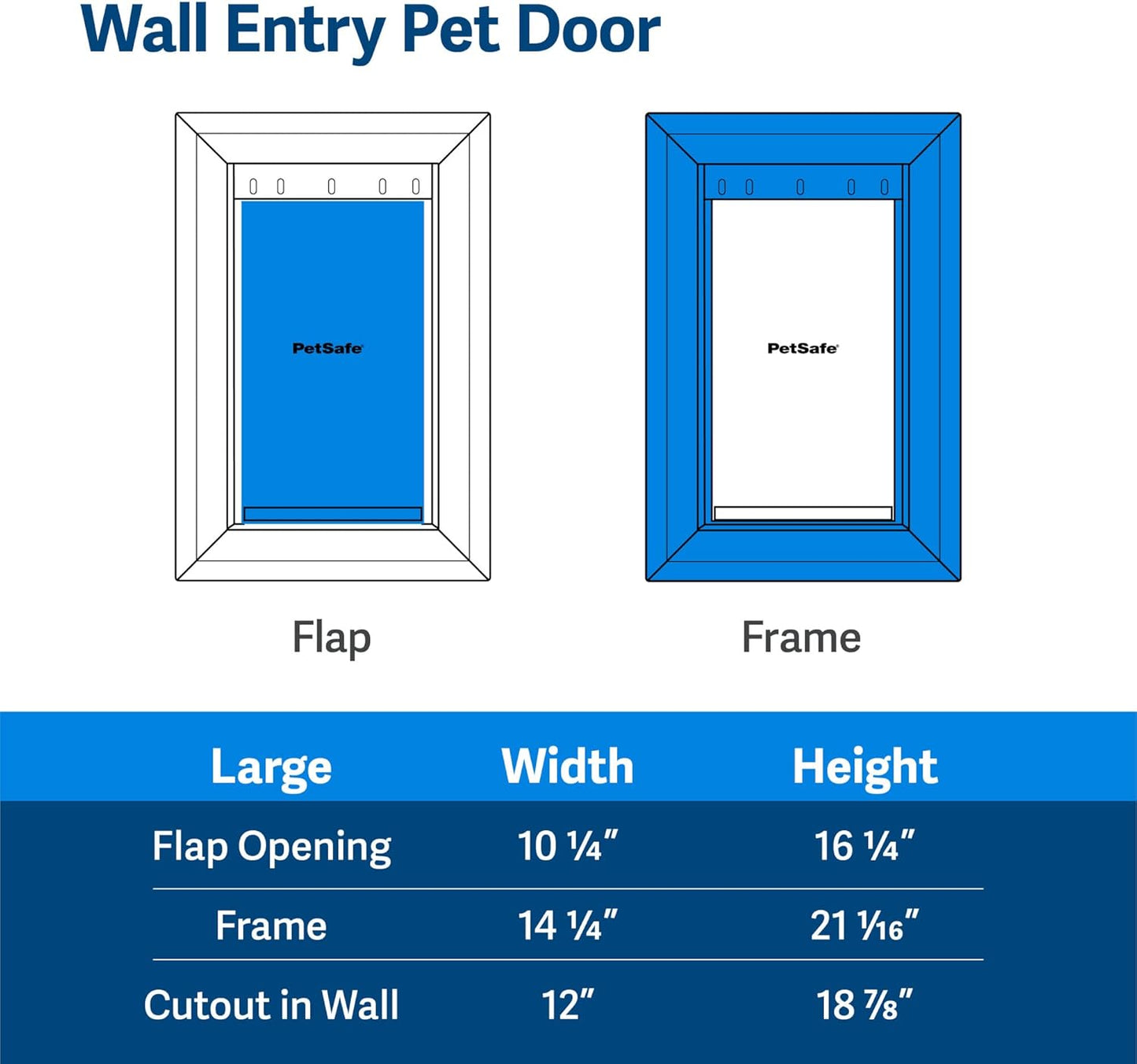 PetSafe Wall Entry Pet Door - Rust-Free Telescoping Frame - Easy Install for Interior & Exterior Walls 4 3/4" - 7" Thick - Large - for Pets Up to 100 Lb