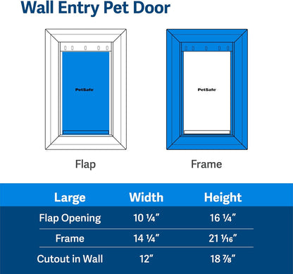 PetSafe Wall Entry Pet Door - Rust-Free Telescoping Frame - Easy Install for Interior & Exterior Walls 4 3/4" - 7" Thick - Large - for Pets Up to 100 Lb