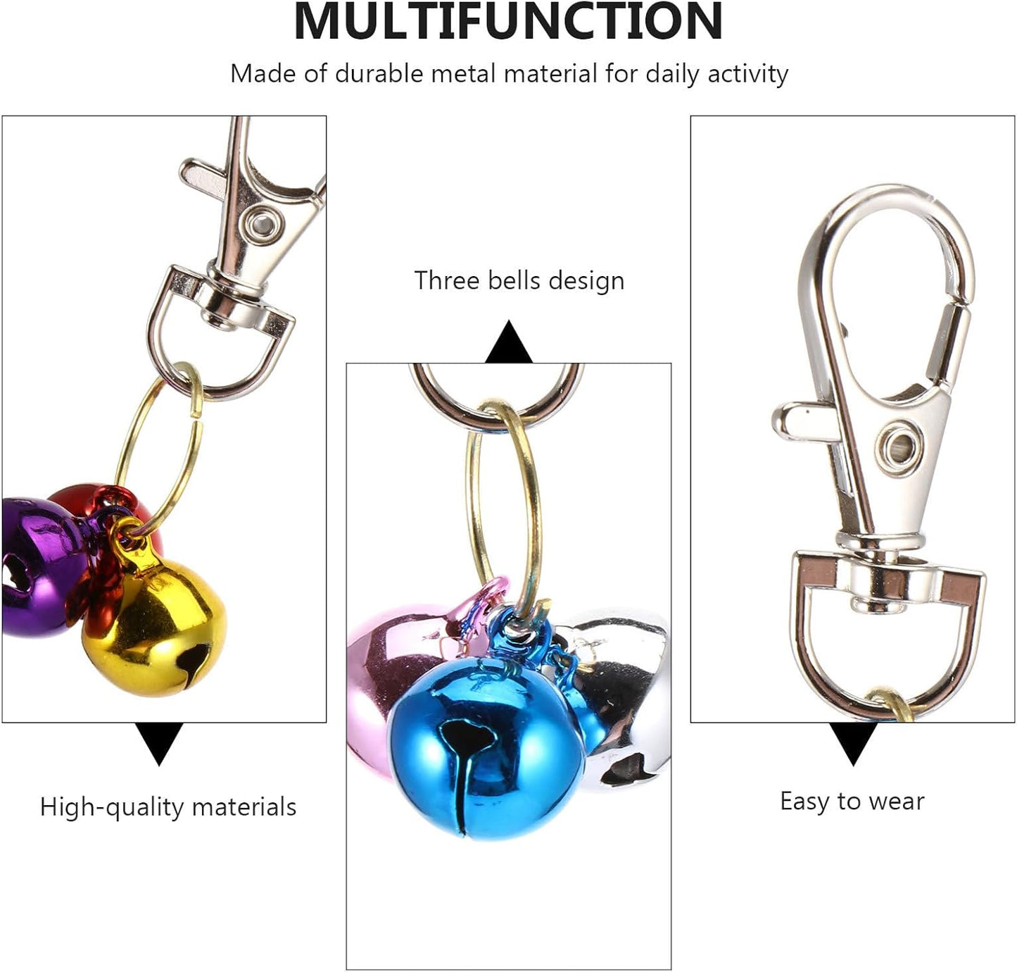 Cat Bells 4Pcs Copper Pet Collar Bells with Keychain Pendant for Cat Training and Necklace Supplies Loud Jingle Sound Suitable for and Small Pets Random Color Random Color
