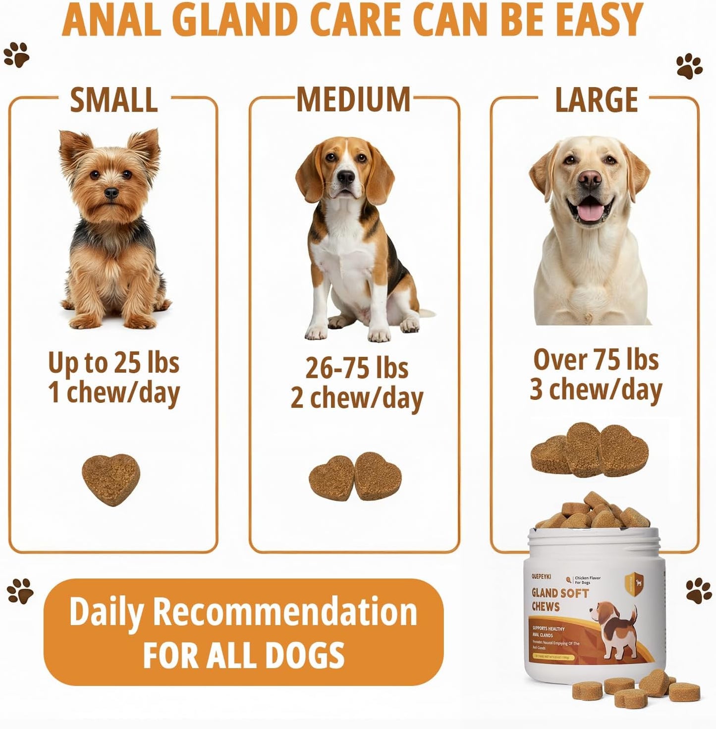 Anal Gland Soft Chews for Dogs Treats with Pumpkin, Fiber & Probiotics - Supports Scooting, Stool Quality & Gut Digestive Health - Chicken Flavor, 90 Count