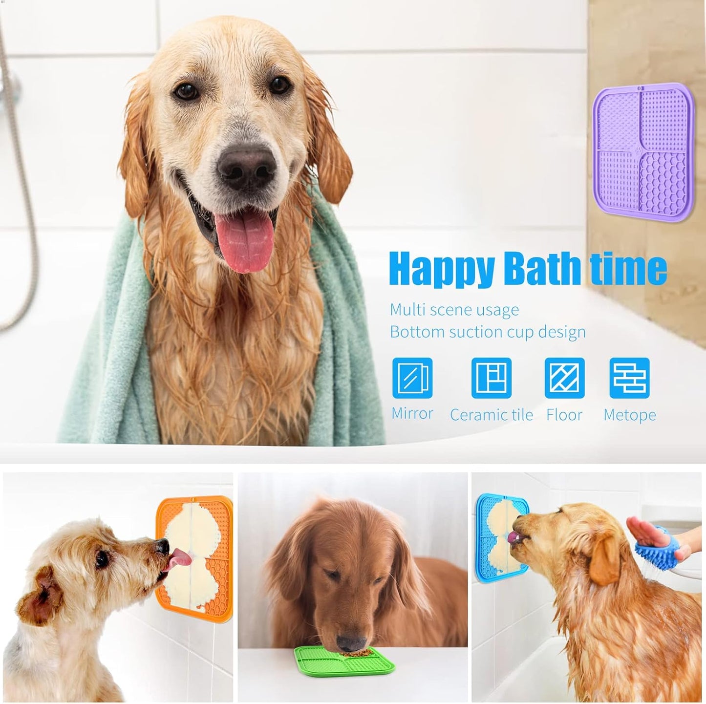 Lick Mat for Dogs, Premium Lick Pad with Suction Cups for Dog Anxiety Relief, Slow Feeder Dog Bowls, Bathing, Grooming and Training.