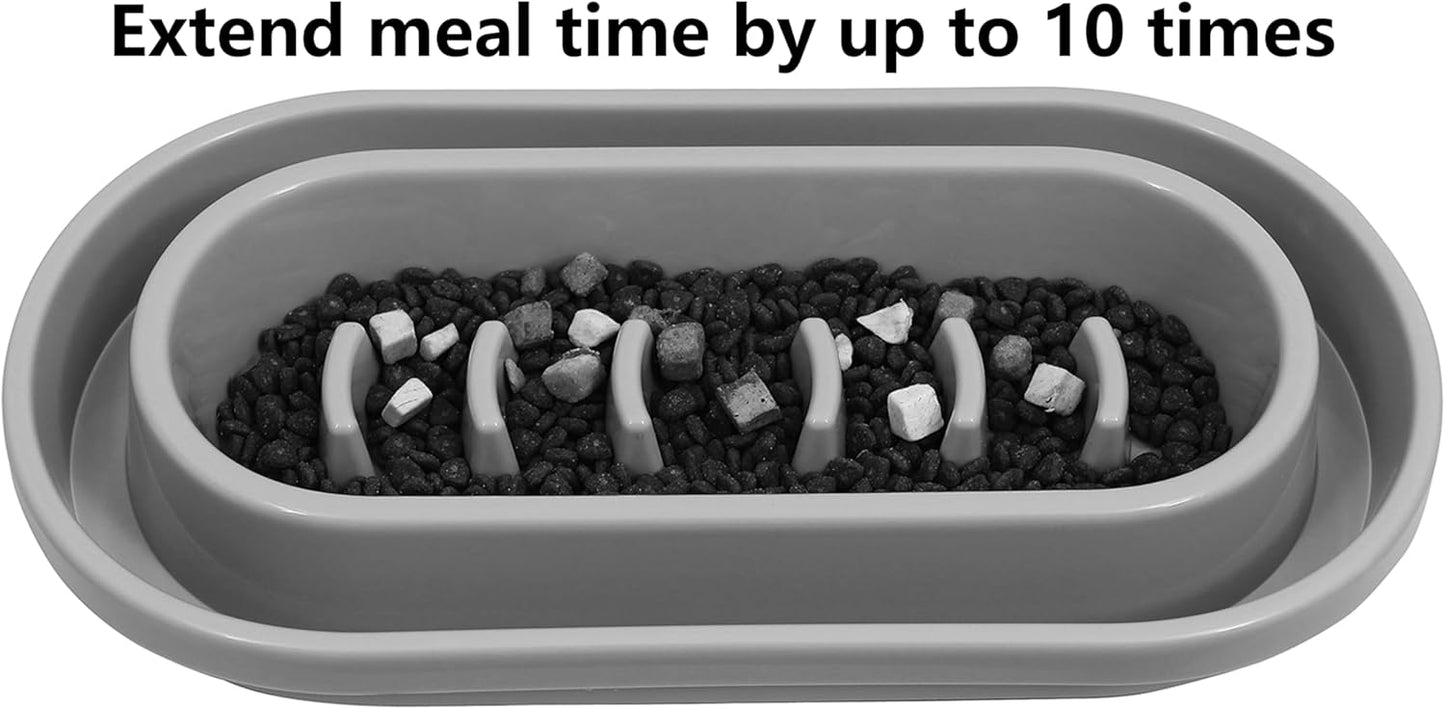 Slow Feeder Ant Away Dog Cat Bowls, Anti-Slip No Spill Dog Cat Pet Slow Feeder Food Water Bowls Dish for Cats Small to Medium Size Dogs by With You6688 (Grey)