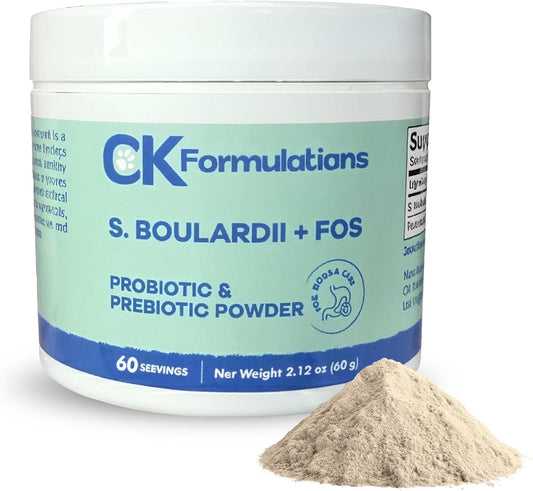 | S boulardii + FOS for Dogs and Cats | Probiotic and Prebiotic Powder | Support Gut Health, Diarrhea | 60g