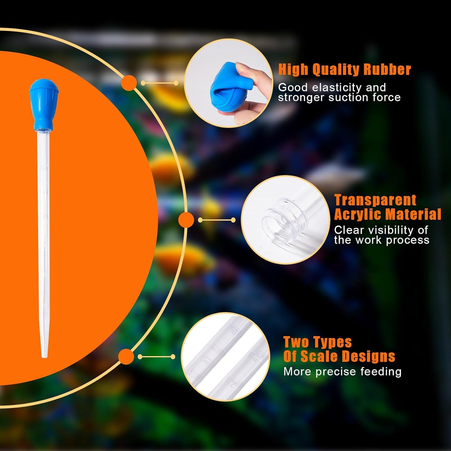 2PCS Fish Tank Cleaning and Feeder Kit, Fish Tank Cleaner Brush and Coral Feeder Set, Turkey Baster for Aquarium, Algae Scraper, Long Pipette for Aquarium Feeding Waste Remover