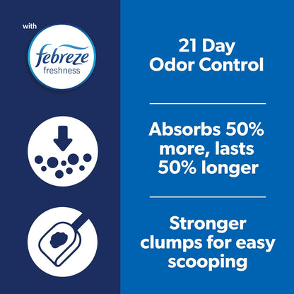 Fresh Step Outstretch Advanced Long Lasting Clumping Litter with Febreze Freshness, Activated Charcoal Litter Lasts 50% Longer, 32 lbs. (2 x 16 lb. Box)