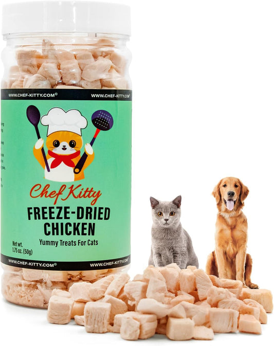 Freeze-Dried Chicken Treats for Cats & Dogs – 100% Human Grade, Single Ingredient, High-Protein, Healthy Snack – No Additives or Preservatives – 1.7oz - Inspected & Tested in USA