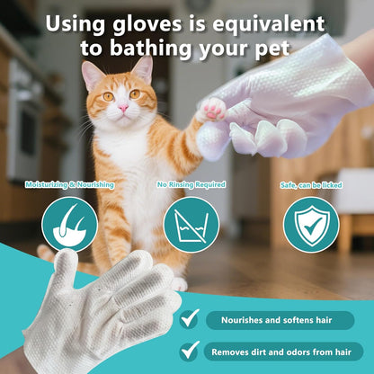 6PCS Unscented Extra Thick Pet Glove Wipes for Dogs & Cats, Dog Cat Washing Cleaning Gloves, Dog Grooming Bath Gloves for Daily Care and Traveling, Rinse Free