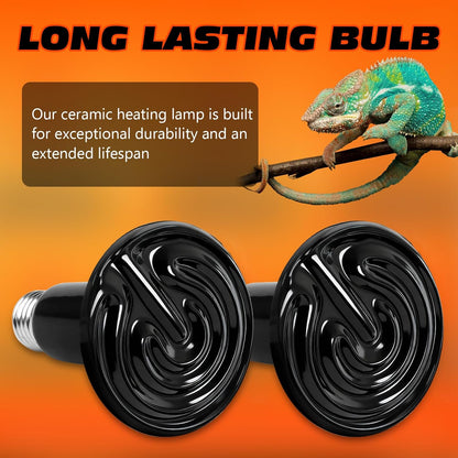75W Ceramic Heat Emitter Reptile Heat Bulb E26 Base Heat Lamp Bulbs No Light Heat Lamp for Amphibian Pet Brooder Coop Lizard Turtle Snake Terrarium