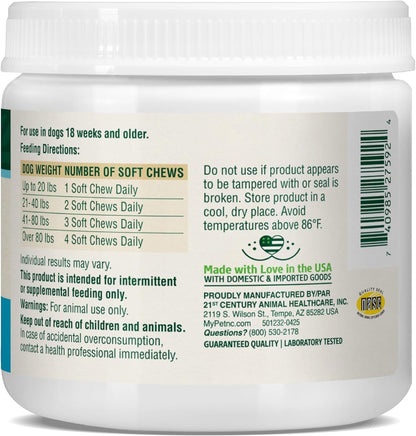 Petnc Natural Care Dog Skin and Coat Supplement (60 Chewables), With Omega 3, EPA & DHA, Promotes Healthy Skin & Glossy Coat, For Dogs 18 Weeks & Older, Liver Flavor
