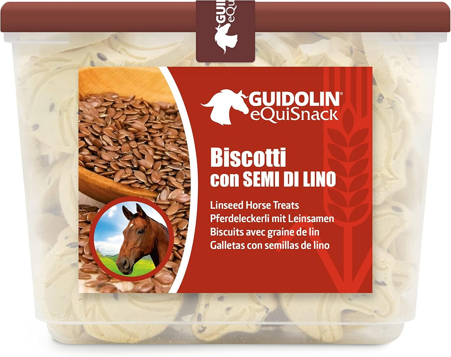 Horse Natural Treats with Superfoods and Real Fruit Pieces, No Sugar Added, Handmade in Italy - 1,54 LB (Linseed)