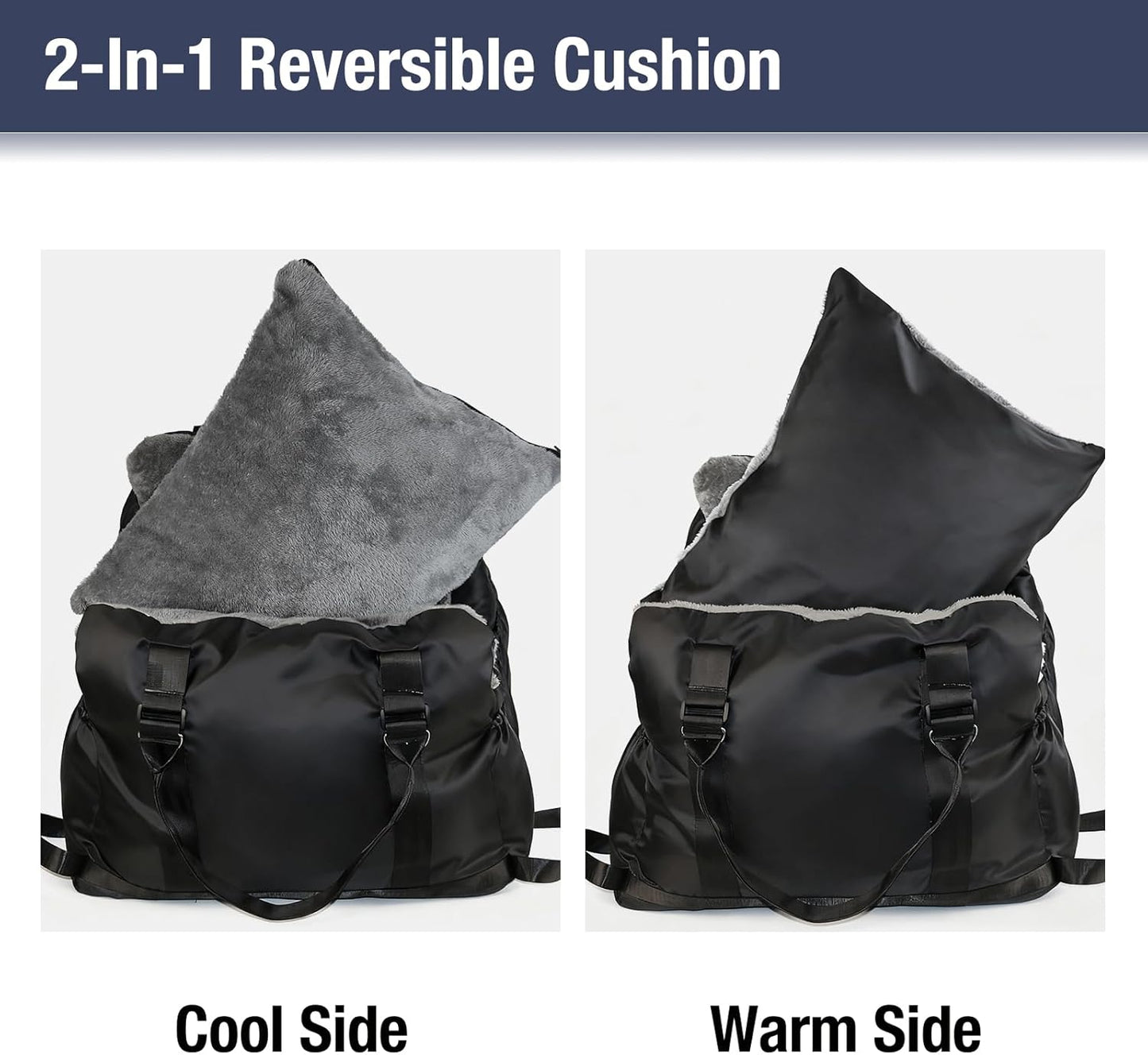 Dog Car Seat for Small Dogs,Double-Sided Washable Portable Travel Bed with Detachable Design, Black - Gray Handbag,Style Booster Seat(Under 25 Lbs)