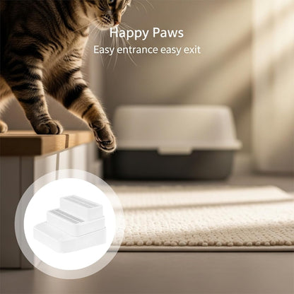 Adjustable 3-Step Cat Litter Box Ramp, 11.4 x 11.4 x 8.4 in, Stable Structure Design, Easy to Clean, Great Litter Box Step for Young & Senior Cats