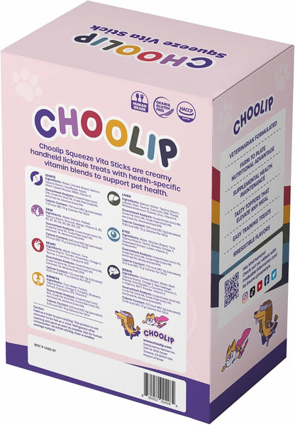 Choolip Squeeze Vita Stick Lickable Cat and Dog Treats – 49-Count Variety Pack with Multivitamins, Soft Squeezable Paste for All Life Stages, Supporting Overall Health - Box with 7 Pouches