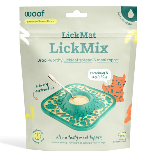 WOOF LickMixes - Dog Lick Mat Spread and Meal Topper - Delicious and Lower Calorie - Made with Wholesome Ingredients - Perfect for Dog Enrichment - Bacon & Cheese