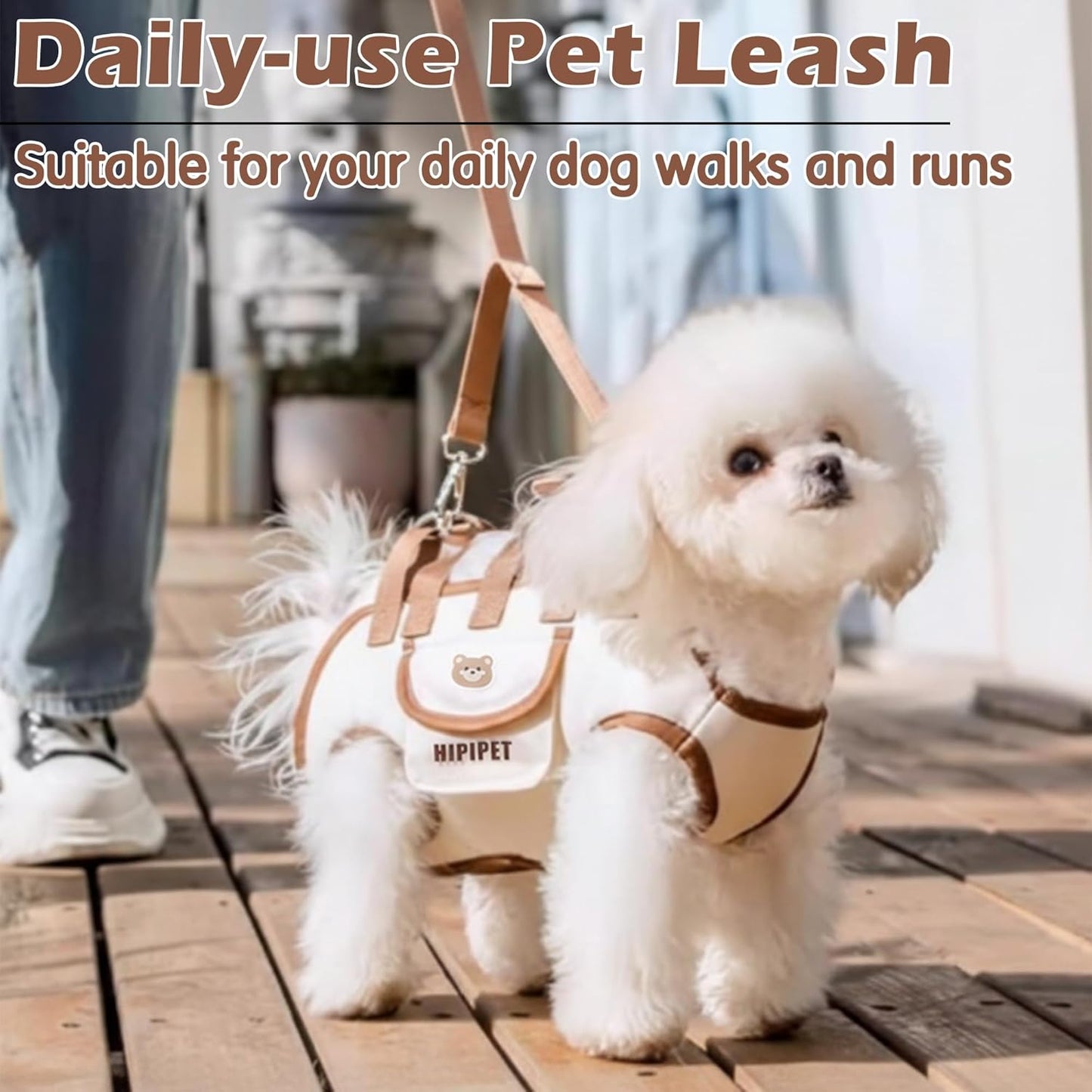 Dog Sling Backpack Carriers - Adjustable Pet Lift Harness Gear, Breathable Dogs Carrying Lifting with Traction Leash Shoulder Straps and Treat Bag for Cats Walking Hiking Travel (S, 4-8lbs)