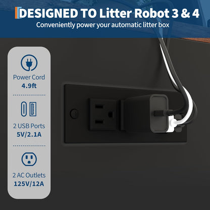 GarveeLife Cat Litter Enclosure Cabinet for Robot 3/4, XL Cat Enclosure Furniture with Built-in Power Outlet, Mat and Dog-Proof Shelf, Fit Most Self-Cleaning Litterboxes Black-A