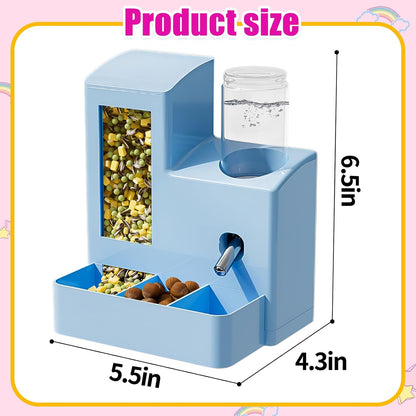 2 in 1 Guinea Pig Food Water Dispenser, Rabbit Water Bottle Leak-Proof, 2 in 1 No-Drip Automatic Dispenser for Guinea Pig Cage, Chinchilla, Ferret, Hamster Small Animal Waterer (White, 2 in 1)