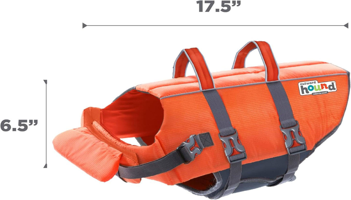 Outward Hound Granby Splash Dog Life Jacket, High-Buoyancy Dog Life Vest for Swimming, Boating, and Water Safety, Large, Orange