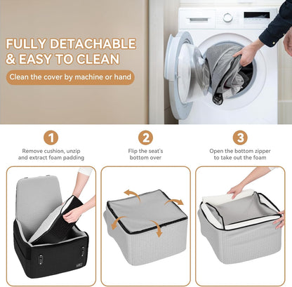 PETSFIT Dog Car Seat for Small/Medium Dogs Up to 35 lbs – Patented Safety System, 6" Memory Foam Pet Booster Car Seat, Fully Detachable and Washable Dog Carseat with 2 Storage Pockets (Black & Grey)