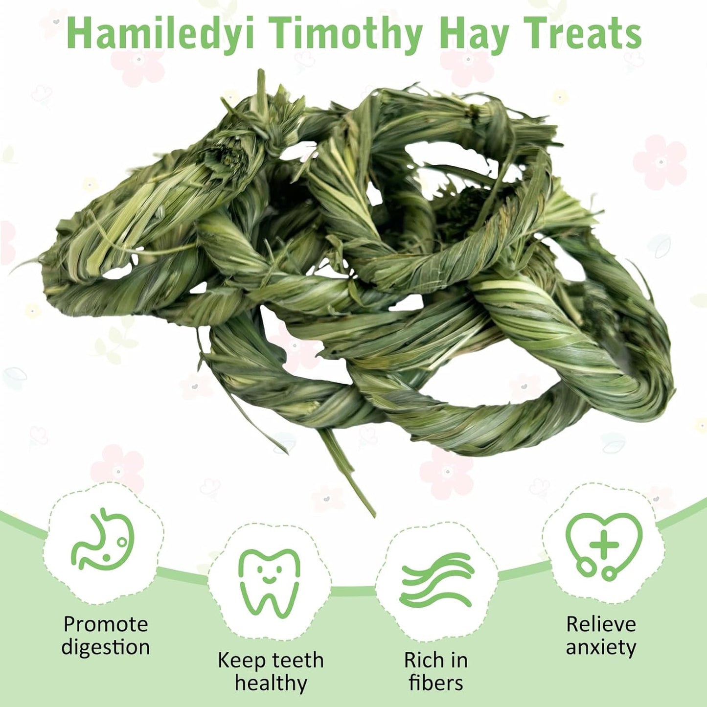 Hamiledyi 12 PCS Natural Rabbit Timothy Hay Toy Donut Guinea Pig Chew Toys Handmade Small Animals Treats Timothy Grass Molar Teeth Grinding Snacks for Bunny Chinchilla Hamster Gerbil Rat