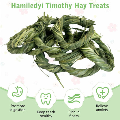 Hamiledyi 12 PCS Natural Rabbit Timothy Hay Toy Donut Guinea Pig Chew Toys Handmade Small Animals Treats Timothy Grass Molar Teeth Grinding Snacks for Bunny Chinchilla Hamster Gerbil Rat