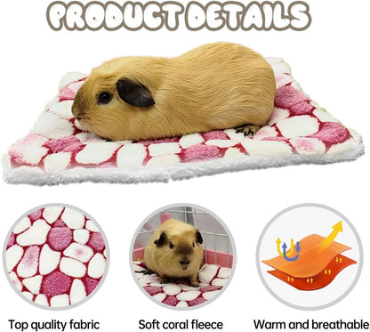 4 Pieces Guinea Pig Bunny Comfortable Bed Mats Pads, Rabbit Warm Soft Bed, Hamster Bedding Pad Mats for Small Animals Chinchilla Hedgehog Baby Cats (7.9"x5.9", 2.Cobblestones Pattern)