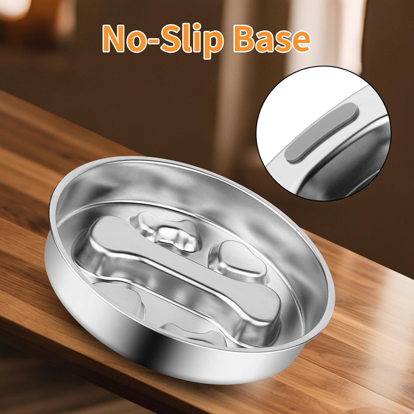 Slow Feeder Dog Bowl - 2 Cups Stainless Steel Dog Slow Feeder Food Bowl, Metal Non-Slip Lick Plate,Puppy or Cat Food Holder,Pet Supplies,Puzzle Maze Dish for Medium Sized Breeds