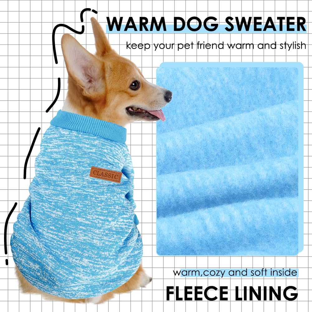 3 Pack Dog Sweaters for Small Dogs Girl Boy Winter Fleece Clothes Warm Soft Dog Sweatshirt Outfit for Dogs Cats Pet Apparel