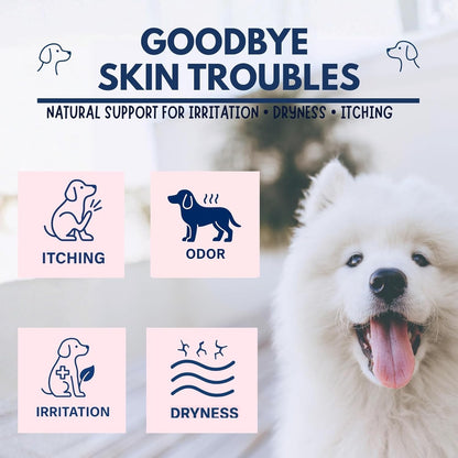 All-in-One Dog Shampoo for Sensitive Skin, Hydrating, Detangling, and Deodorizing Care. All-Natural Ingredients Soothe Itchy Skin. No Parabens Or Harsh Chemicals. Refreshing Scent. Made in USA 16 oz.