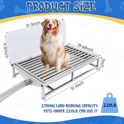 Shimeyao Stainless Steel Dog Potty 32 x 20 Inch with Tray, Removable High Pee Walls, Automatic Flushing and Cleaning System Dog Toilet Puppy Litter Box Portable Pet Pee Pad Holder for Indoor Outdoor