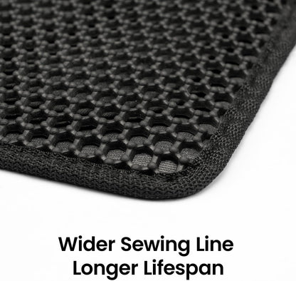 Cat Litter Mat Compact Size 23.6"x14.6" for Small Spaces, Upgrade Waterproof Leakproof Back Layer, Honeycomb Trapping Mat, Washable, Easy to Clean, Scatter Control Kitty Litter Matt, Black