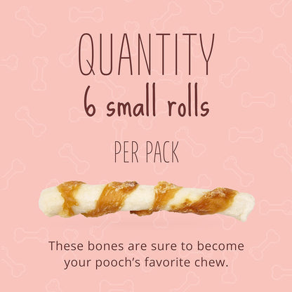 Better Belly Proteins with Real Venison Small Rolls 6 Count, Digestible Rawhide for Dogs, 4.2 OZ