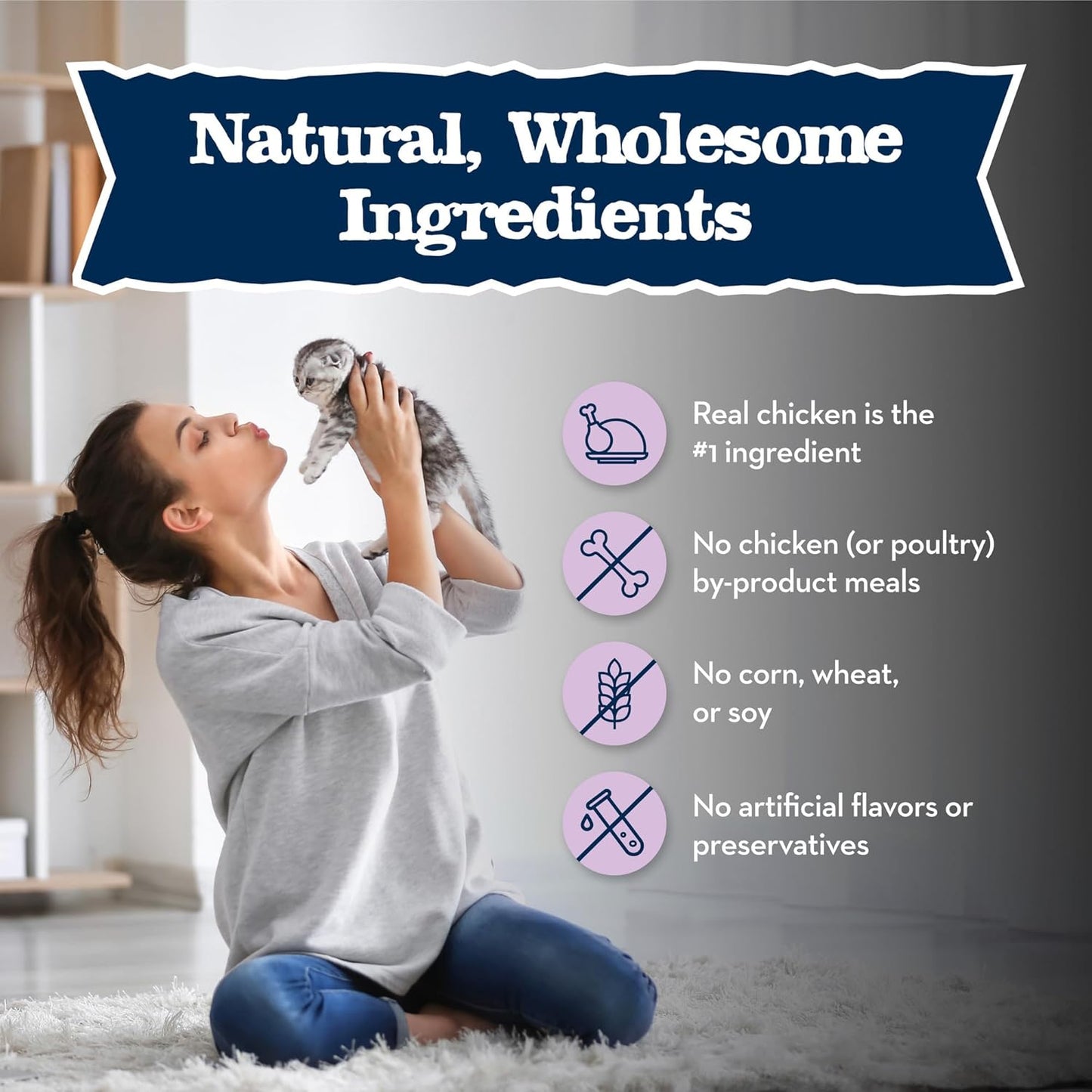 Blue Buffalo Baby Blue Natural Dry Food for Kittens, Healthy Growth Formula with DHA, Chicken and Brown Rice Recipe, 5-lb Bag