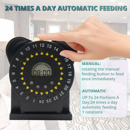 Fish Feeders for Aquariums LCD Display,Automatic Feeder USB,Up to 24 Feedings A Day, with Food Containers 280 ML Capacity, Fish Feeding Ring, Suitable for Vacation Weekend Day