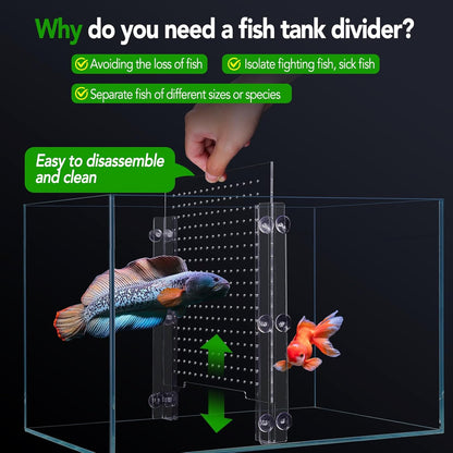 Adjustable Acrylic Aquarium Divider Set - Universal Fish Tank Separator for Multi-Purpose Fish Isolation (2 Sizes Optional (11.02''x11.02'')