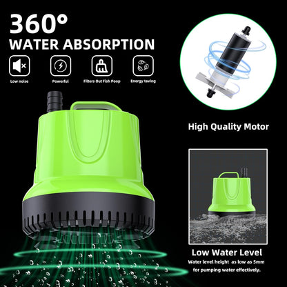FREESEA Fountain Submersible Water Pump: 660GPH 40W Small Sump Pump - Pond Pump for Outdoor Hydroponic Statuary Waterfall Aquarium Fish Tank