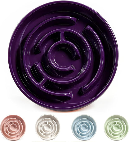 Ceramic Slow Feeder Dog Bowls with Anti-Slip, Slow Feeder & Non-Slip Design, Boredom and Anxiety Reducer, Suitable for All Breed Dogs and Cat (Ceramic-Purple)